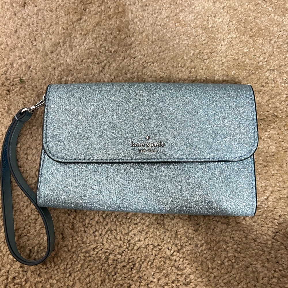 Kate Spade Blue Glitter Wristlet Wallet